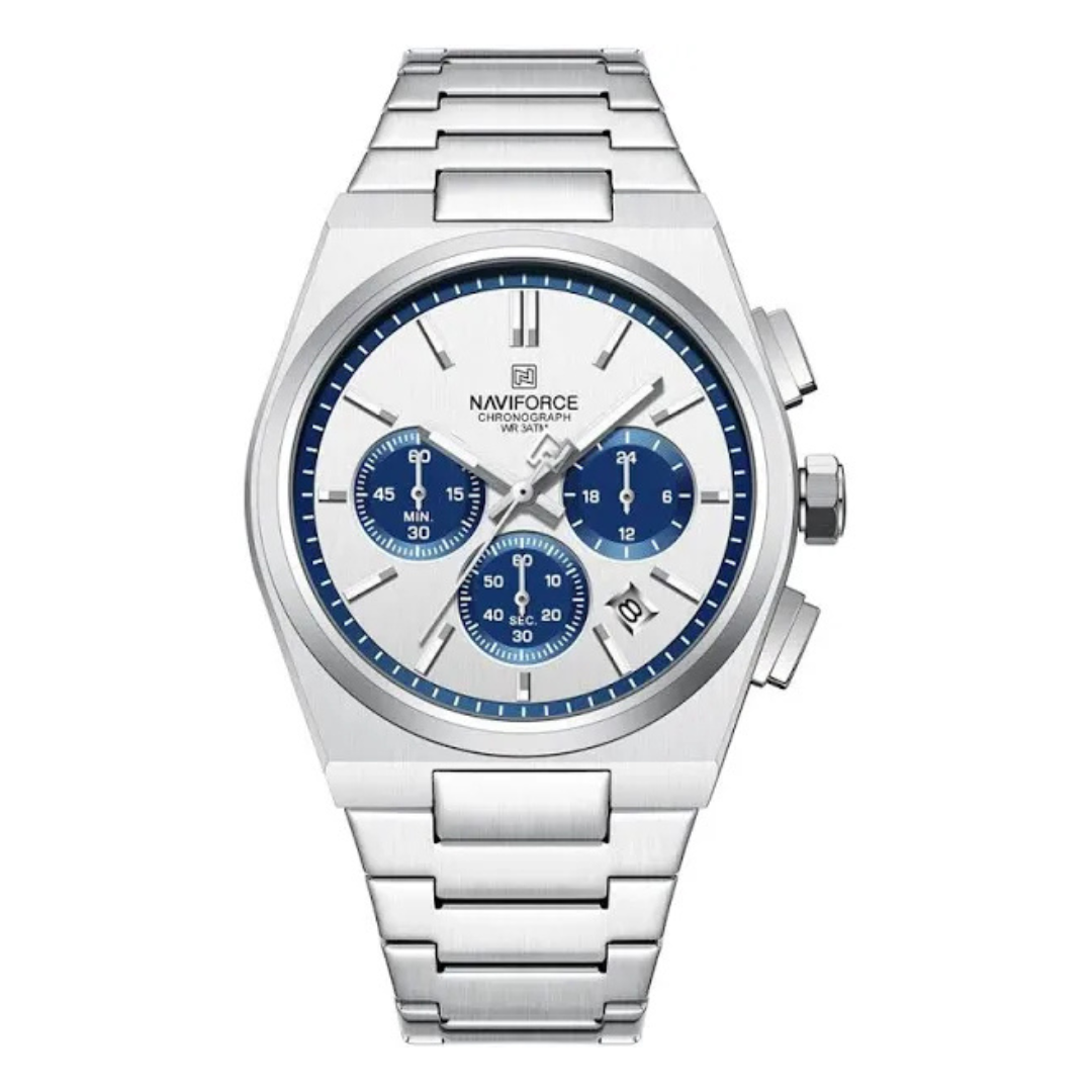 Reloj Naviforce Homenaje a Tissot PRX Cronografo. Cara blanca.