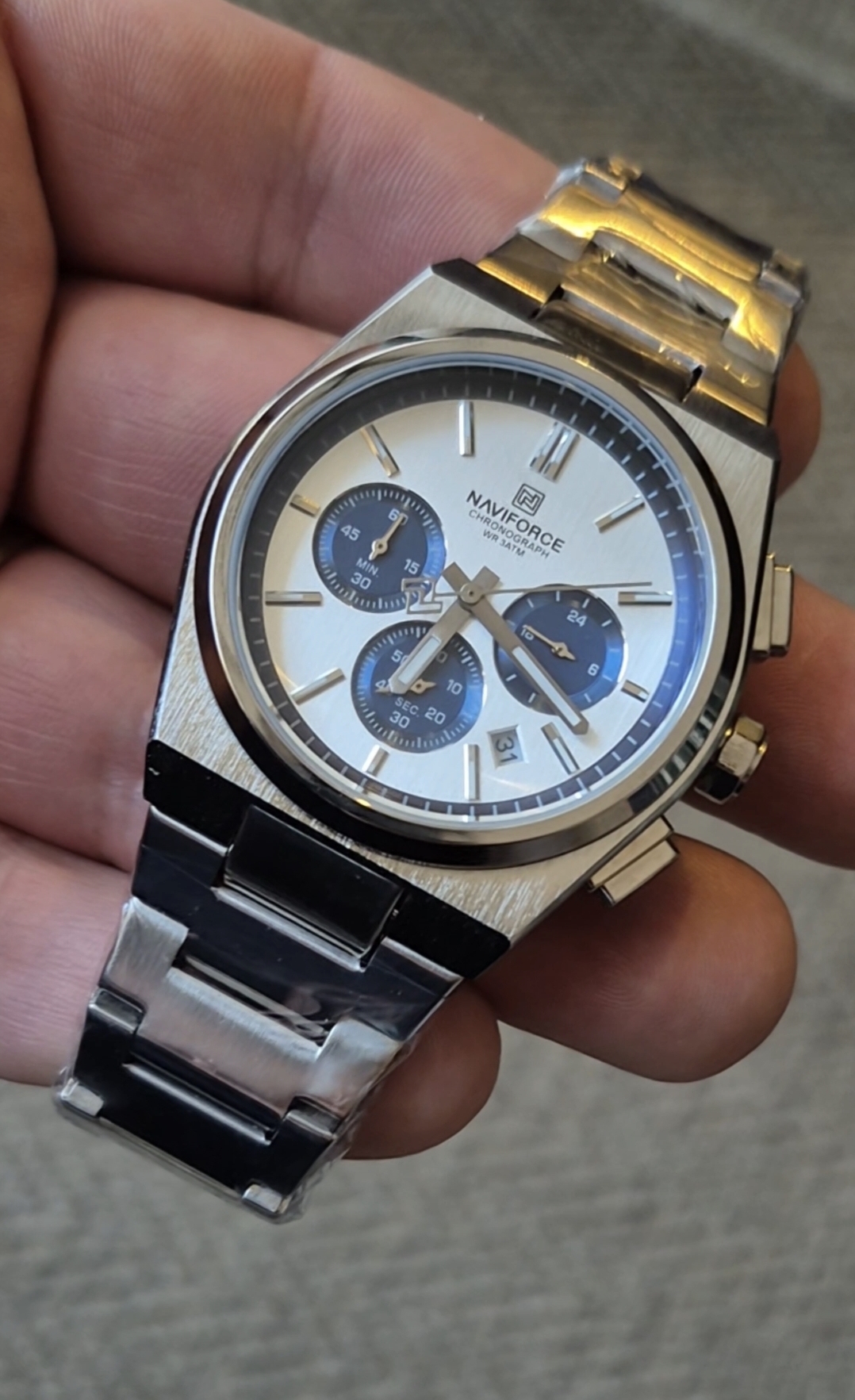 Reloj Naviforce Homenaje a Tissot PRX Cronografo. Cara blanca. - Imagen 4