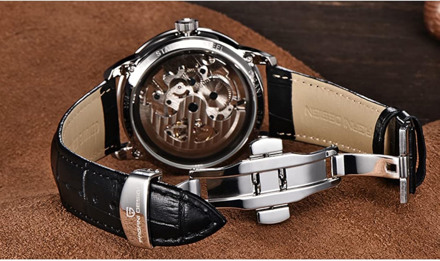 Pagani Design Skeleton, Automático, correa de Cuero. - Imagen 4