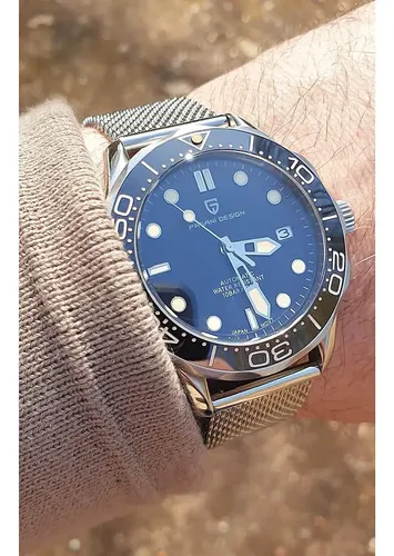Pagani Design Homenaje a Omega Seamaster azul, NH35, Zafiro, 100mts - Imagen 3