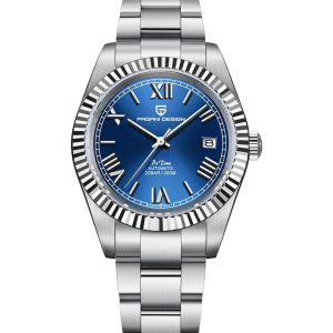 Pagani Design Date Just Numeros Romanos, Zafiro, NH35 Seiko, 200mts